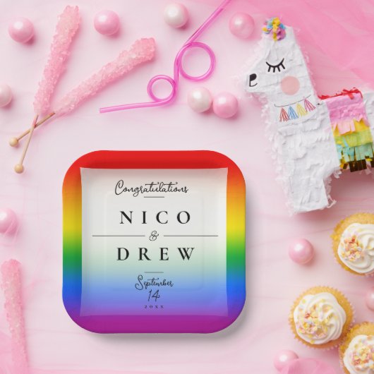 Assiettes En Carton Élégant Mariage LGBTQ+ Pride (Fête)