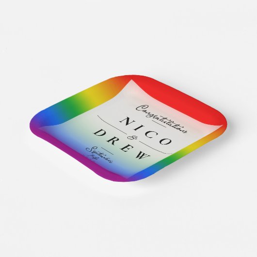 Assiettes En Carton Élégant Mariage LGBTQ+ Pride (Angulaire)