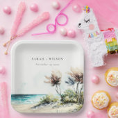 Assiettes En Carton Elégant Mariage marin de la plage de Palm Plage Du (Fête)