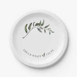 Assiettes En Carton Élégant Mariage moderne Eucalyptus