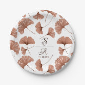 Assiettes En Carton Élégant Mariage Motif en terre cuite Ginkgo feuill (Devant)