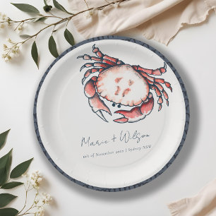 Assiettes En Carton Élégant Mariage nautique de crabe sous-marin de la