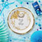 Assiettes En Carton Élégant Mariage Or personnalisé (Fête)