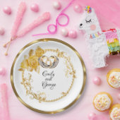 Assiettes En Carton Élégant Mariage Or personnalisé (Fête)