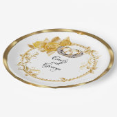 Assiettes En Carton Élégant Mariage Or personnalisé (Angle)