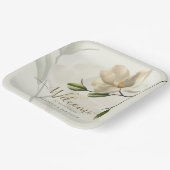 Assiettes En Carton Élégant Mariage oriental blanc Magnolia (Angulaire)