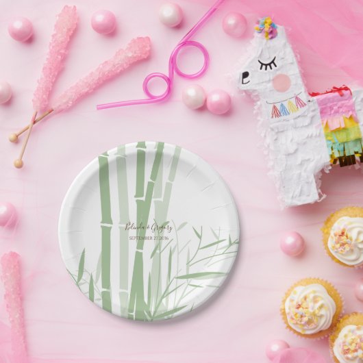 Assiettes En Carton Élégant Mariage oriental en bambou (Fête)