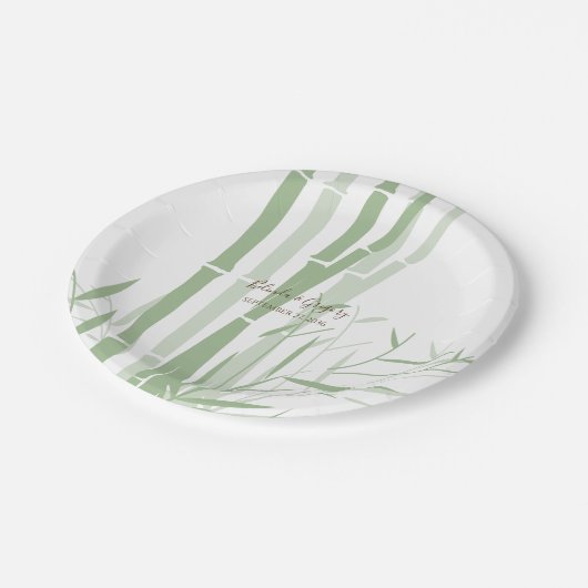 Assiettes En Carton Élégant Mariage oriental en bambou (Angle)
