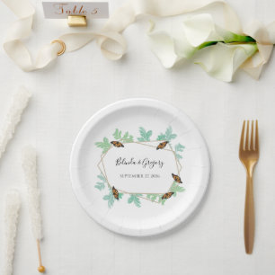 Assiettes En Carton Élégant Mariage papillon Monarque