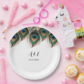 Assiettes En Carton Élégant Mariage Peacock (Fête)