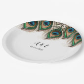 Assiettes En Carton Élégant Mariage Peacock (Angle)