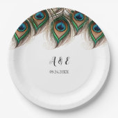 Assiettes En Carton Élégant Mariage Peacock (Devant)