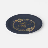 Assiettes En Carton Élégant Mariage personnalisé Gold| Plaque de papie (Angle)
