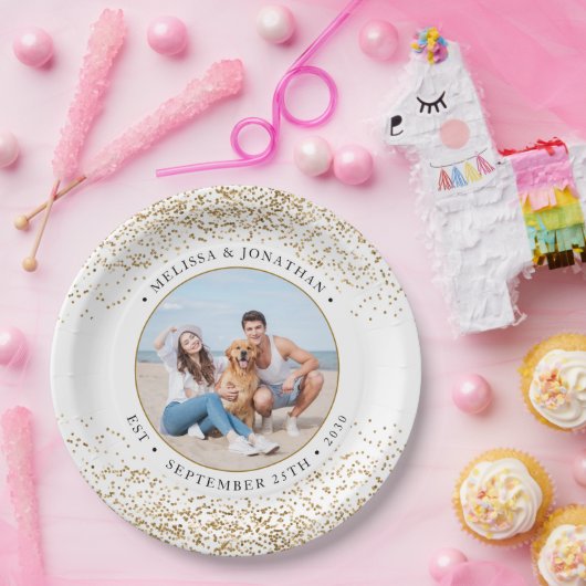 Assiettes En Carton Elégant mariage personnalisé Parties scintillant d (Fête)