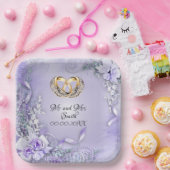 Assiettes En Carton Élégant Mariage personnalisé violet (Fête)