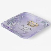 Assiettes En Carton Élégant Mariage personnalisé violet (Angulaire)