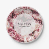 Assiettes En Carton Élégant Mariage Pink Peonies (Devant)
