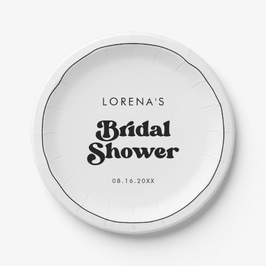 Assiettes En Carton Élégant mariage rétro noir et blanc (Devant)