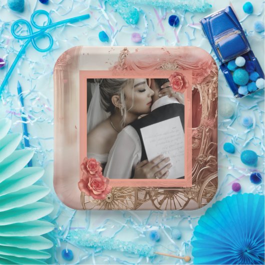 Assiettes En Carton Elégant Mariage romantique moderne (Fête)