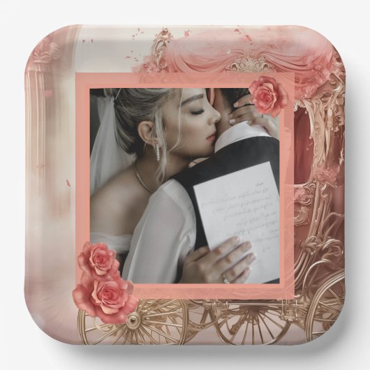 Assiettes En Carton Elégant Mariage romantique moderne (Recto)