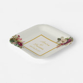 Assiettes En Carton Élégant Mariage Rose Floral (Angulaire)