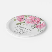 Assiettes En Carton Élégant Mariage rose pâle Hydrangée Eucalyptus (Angle)