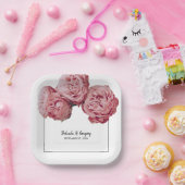 Assiettes En Carton Élégant Mariage rose Roses (Fête)