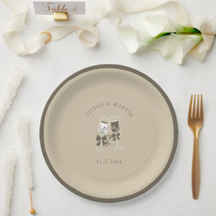 Assiettes En Carton Élégant Mariage vert sable