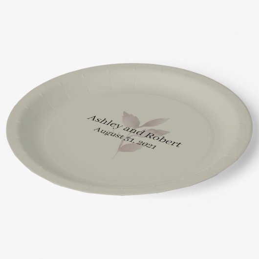 Assiettes En Carton Élégant Mariage vert Sage (Angle)