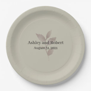 Assiettes En Carton Élégant Mariage vert Sage
