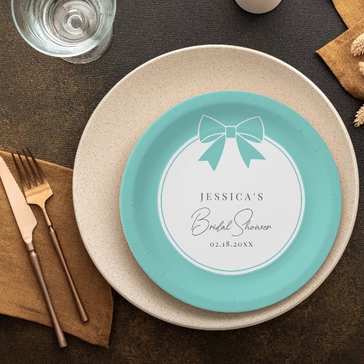 Assiettes En Carton Elégant Mariée & Co. Fête des mariées Turquoise Bl