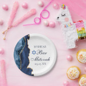 Assiettes En Carton Elégant Marine Blue Gold Agate Bar Mitzvah Party (Fête)