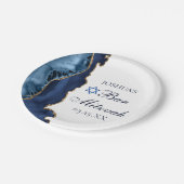 Assiettes En Carton Elégant Marine Blue Gold Agate Bar Mitzvah Party (Angle)