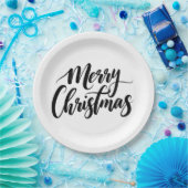 Assiettes En Carton Elegant Merry Christmas Text Paper Plates (Fête)