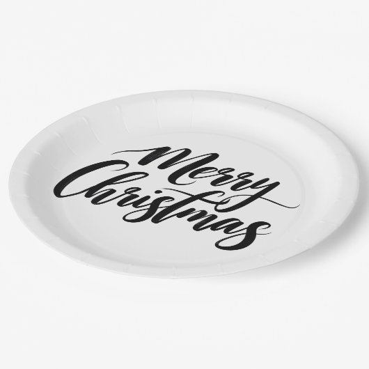 Assiettes En Carton Elegant Merry Christmas Text Paper Plates (Angle)
