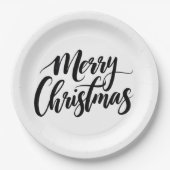 Assiettes En Carton Elegant Merry Christmas Text Paper Plates (Devant)