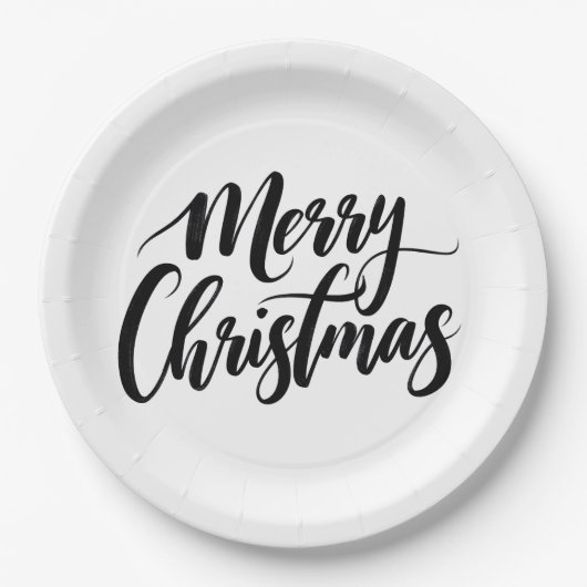 Assiettes En Carton Elegant Merry Christmas Text Paper Plates (Devant)