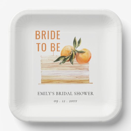 Assiettes En Carton Élégant Mignon Bohème Gâteau aux Fruits Orange Mar (Recto)