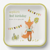 Assiettes En Carton Élégant mignon Woodland Fun Party Fox Anniversaire (Recto)
