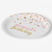 Assiettes En Carton Elégant Mignonne Rose Gold Confetti Fille Annivers (Angle)