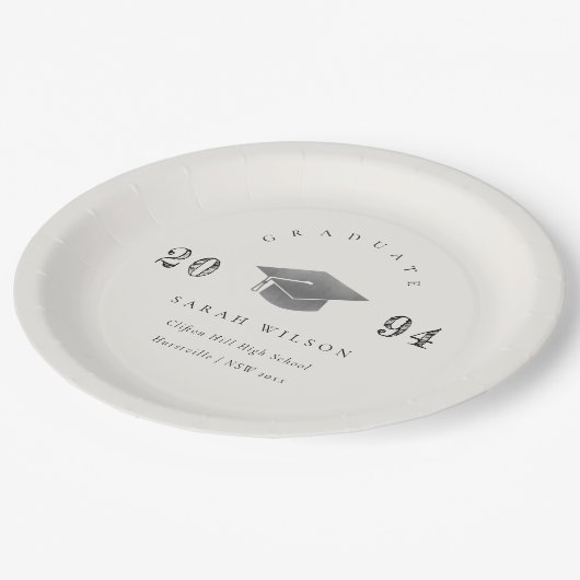 Assiettes En Carton Élégant Minimal Graduation simple Silver Foil (Angle)
