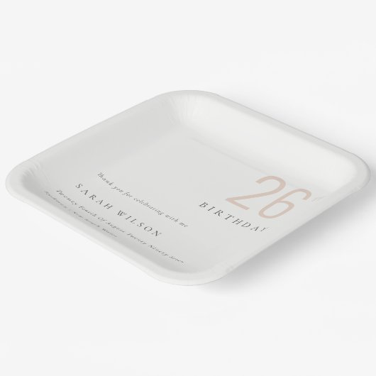 Assiettes En Carton Élégant Minimal Gras Dusky Blush N'Importe Quel Âg (Angulaire)