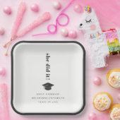 Assiettes En Carton Élégant minimal Gras Typographie Graduation Cap (Fête)