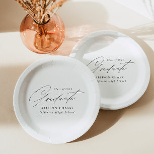 Assiettes En Carton Élégant minimaliste blanc et noir