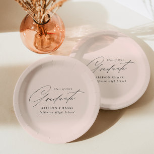Assiettes En Carton Élégant minimaliste Blush Graduation