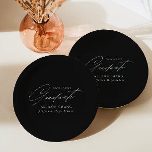 Assiettes En Carton Élégant minimaliste noir et blanc