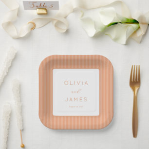 Assiettes En Carton Élégant Minimaliste Pêche
