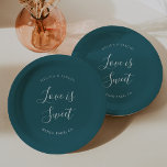 Assiettes En Carton Élégant minimaliste Turquoise Mariage de calligrap<br><div class="desc">Cette élégante calligraphie turquoise minimaliste plaques de papier mariage est parfaite pour un mariage rustique. Le design comporte une belle police de calligraphie dans un arrière - plan turquoise.</div>