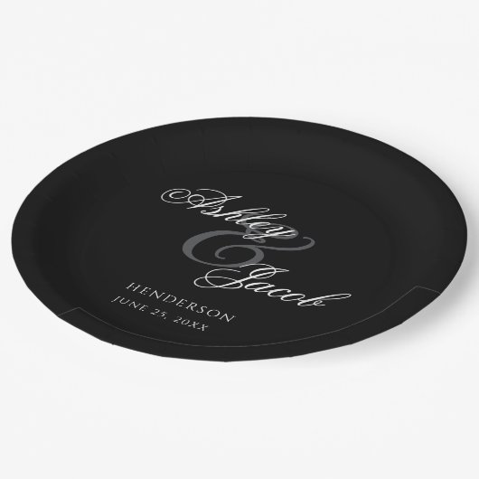 Assiettes En Carton Élégant minimum M. et Mme la Mariage (Angle)