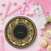 Assiettes En Carton Élégant MODÈLE noir et or (Fête)